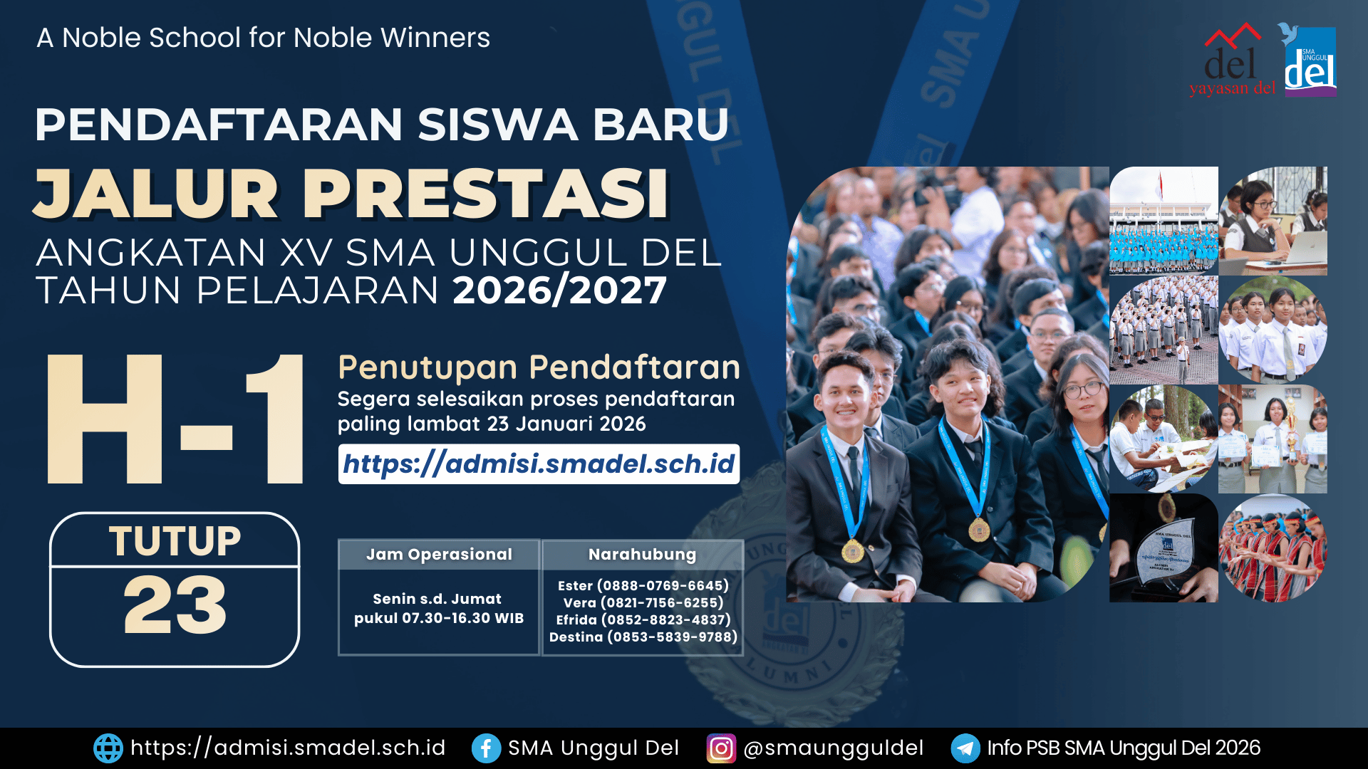 H-1 PENUTUPAN PENDAFTARAN JALUR PRESTASI PSB SUD 2026